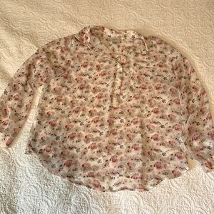 LOFT Pink Floral Blouse